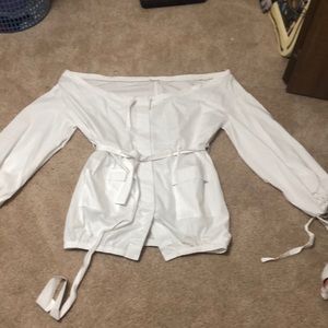 Button up off-the-shoulder mini shirt dress